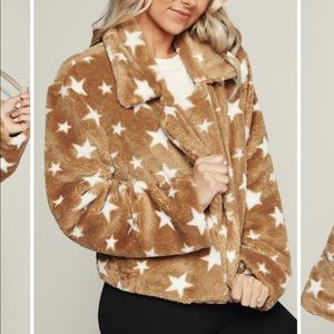Star faux fur jacket - camel